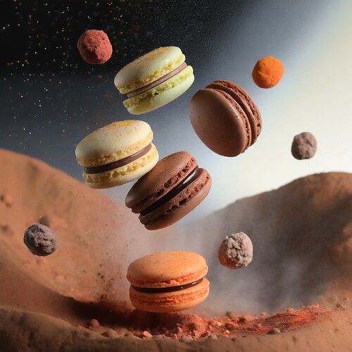 Firefly sweets flying in Mars, food photography, action 86392