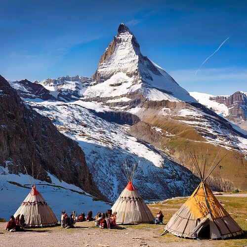 Firefly native americans living in tippi tents on the matterhorn in switzerland 29480