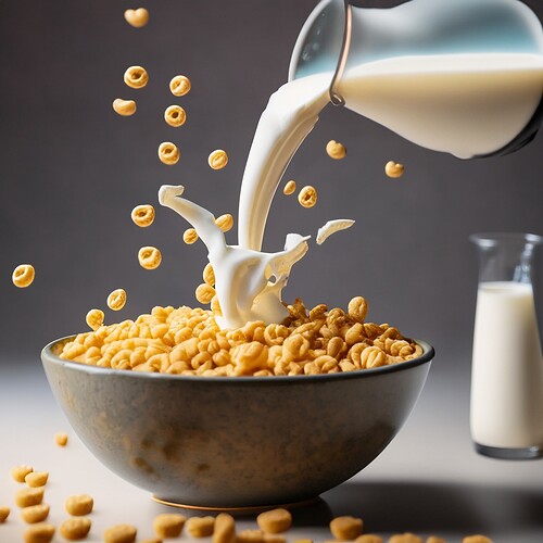 Firefly food photography motion milk pouring into a bowl of cheerios 76156