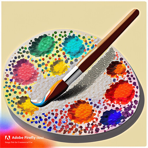 Firefly Pointillism style illustration of paintbrush and palette 51846