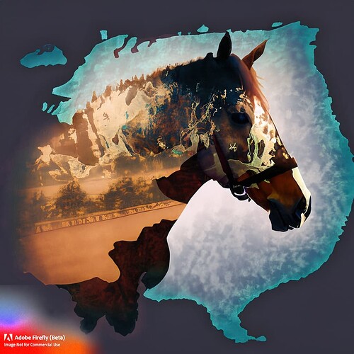 Firefly map horse double exposure 23678