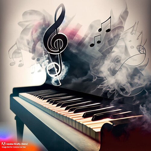 Firefly musical notes piano smoke double exposure isolated 56136