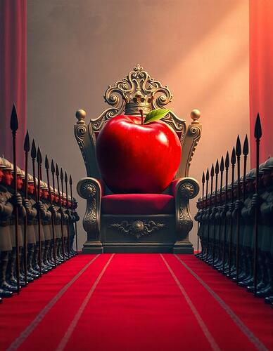 pikaso_texttoimage_one-big-red-apple-in-the-center-on-a-royal-chair-w