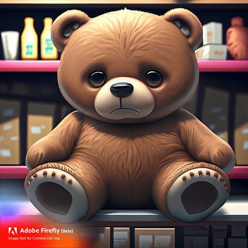 Firefly hyper realistic detailed 3d cartoon style character design of sad brown teddy bear sitting o