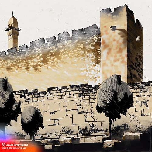 Firefly a sumi-e ink painting of the western wall in jerusalem 20938