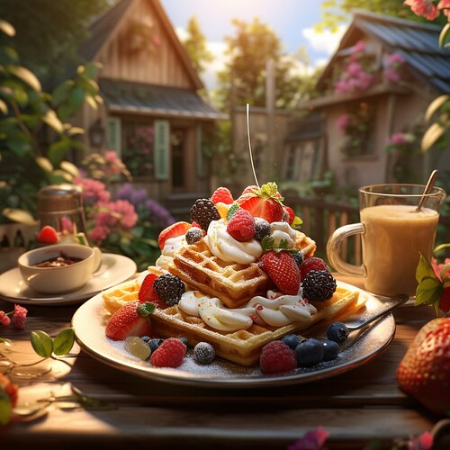 zdhend_waffles_with_ice_cream_fruit_coffee_photorealistic_sony__f94bb246-41d9-4ee6-b079-ca2f1bae2077