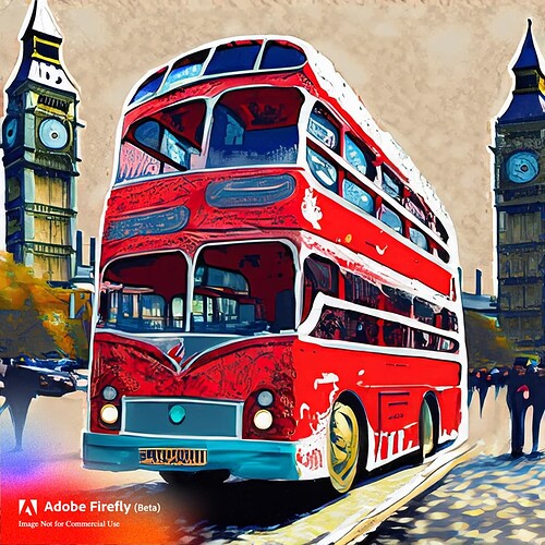 Firefly Pointillism Style Illustration of a red double decker bus in london 72779