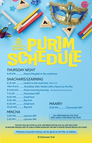 Purim Schedule