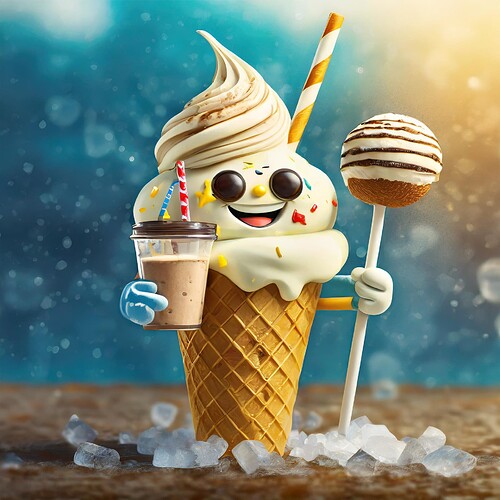 Firefly hi res photo realistic Pixar-style anthropomorphic figure based on an ice cream cone, ice cr (1)
