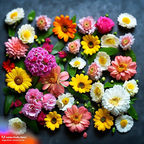 Firefly knolling style 1 assorted fresh pastel colorful flowers 73164
