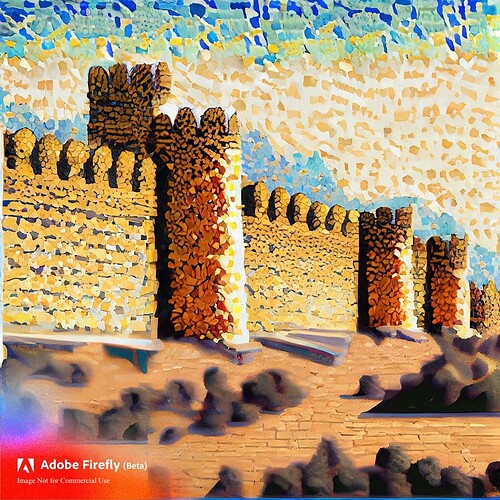 Firefly Pointillism style illustration of western wall 51846