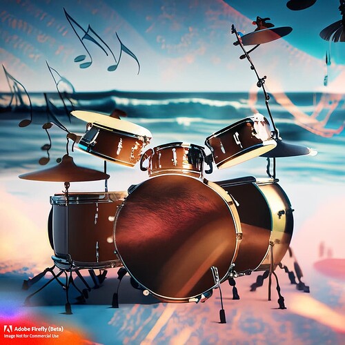 Firefly beautiful drum set music notes ocean double exposure 96639