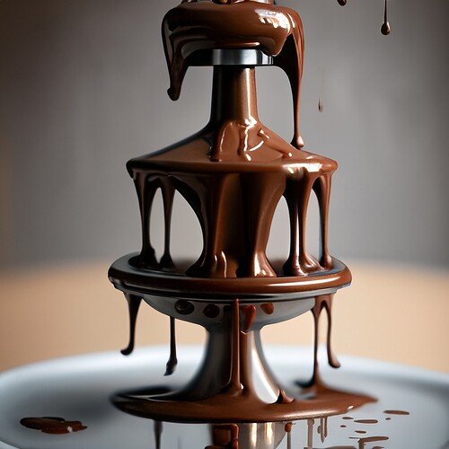 Firefly food photography motion melted chocolate fountain dripping liquid silver metal machine 99695