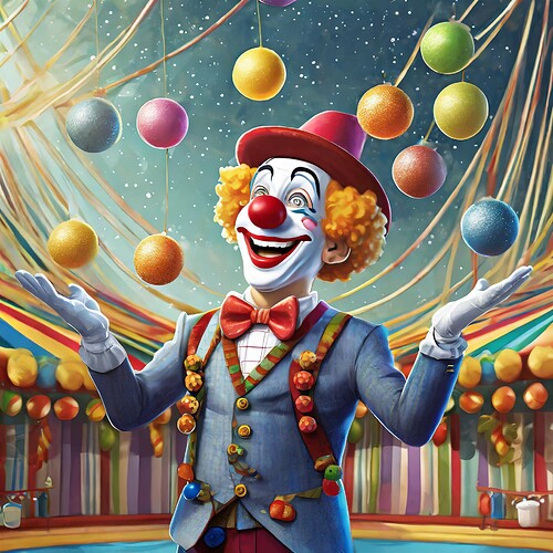 Firefly Unreal Engine 5 cartoon caucasian clown juggling balls at a circus 31792