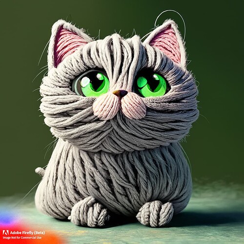 Firefly grey cat made of yarn green eyes 82160