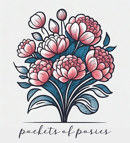 Firefly basic minimalistic line logo for flower shop; simple symbol of pink posies bouquet, isolated (2)