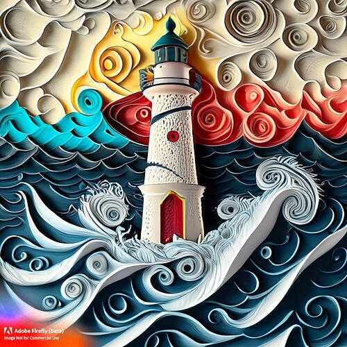 Firefly paper quilling lighthouse in a storm 68777