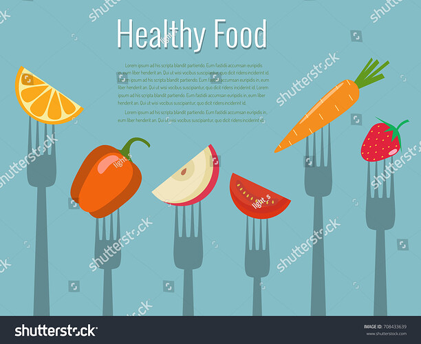 stock-vector-vegetables-and-fruits-on-forks-healthy-food-vector-illustration-708433639