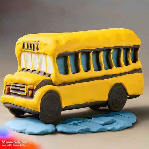 Firefly school bus made out of yellow clay 53673