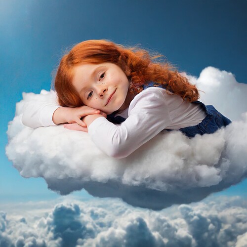 Firefly a little girl sleeping on a cloud 67361