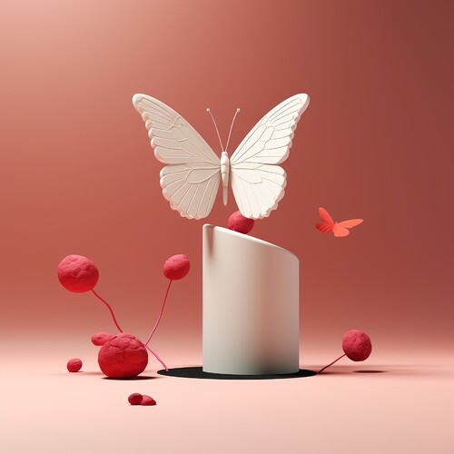 organic-sculpting-graceful-balance-white-butterfly-red-vase