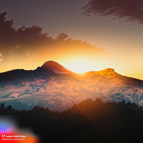 Firefly double exposure sunset over mountain 92829