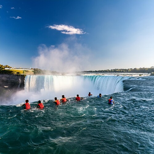 Firefly Niagara falls, with boys swimming on the mist 16363