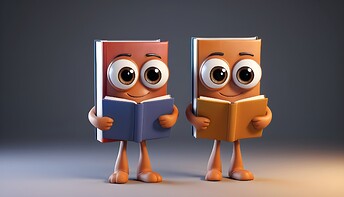 unreal-engine-5-cartoon-character----anthropomorphic-figure-based-on-two-books--the-books-should-be-holding-hands--book-should-have-a-frustrated-expression--the-other-book-should-look-like-it-s-strugg