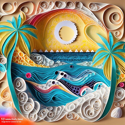 Firefly beach scene paper quilling 47056
