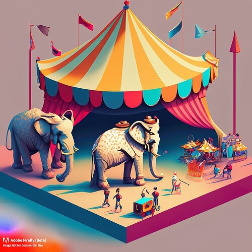 Firefly isometric art of a circus with an elephant 35668