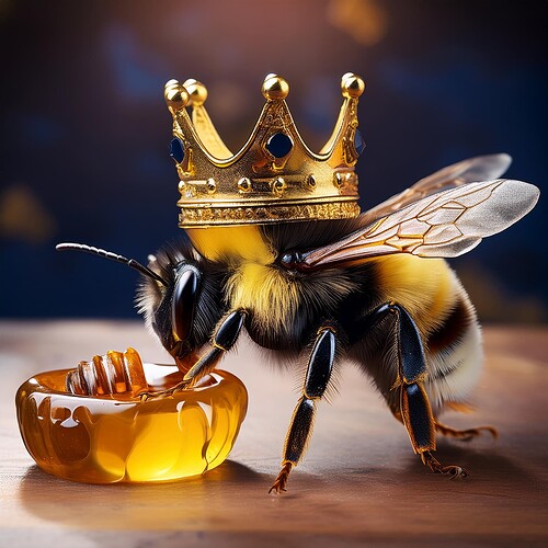 Firefly a royal coronation crown on a bumble bee with honey next to it 87447