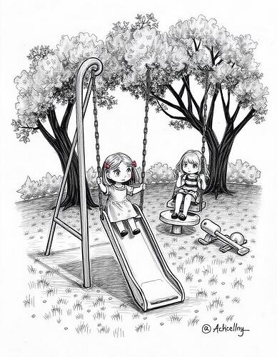 pikaso_texttoimage_black-and-white-pencil-sketch-of-dolls-playing-in-