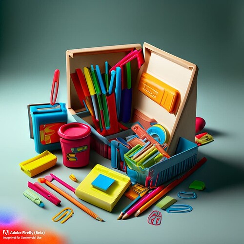 Firefly knolling school supplies hyper realistic 87722