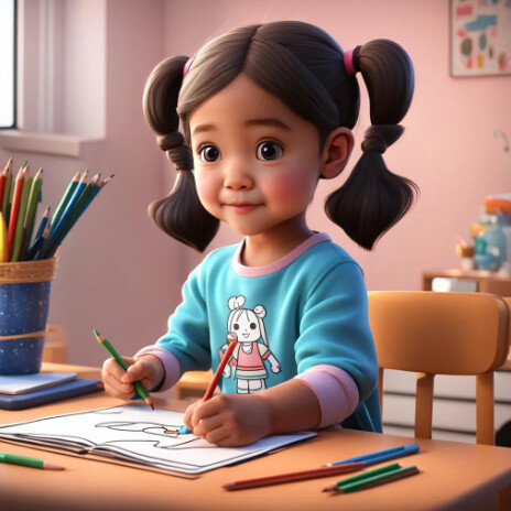 nightcafe unreal engine 5 cartoon cute little girl coloring a picture.PNG