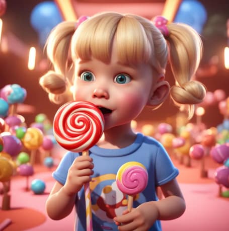 nightcafe unreal engine 5 cartoon cute little blond haired girl eating a big lollipop.PNG