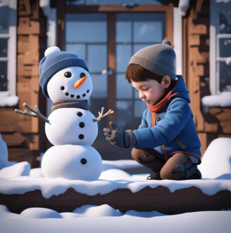 nightcafe unreal engine 5 cute little boy building a snowman.PNG